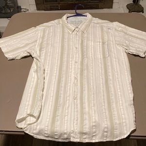 Men’s Prana xl ivory short sleeve button down pinstriped with sage